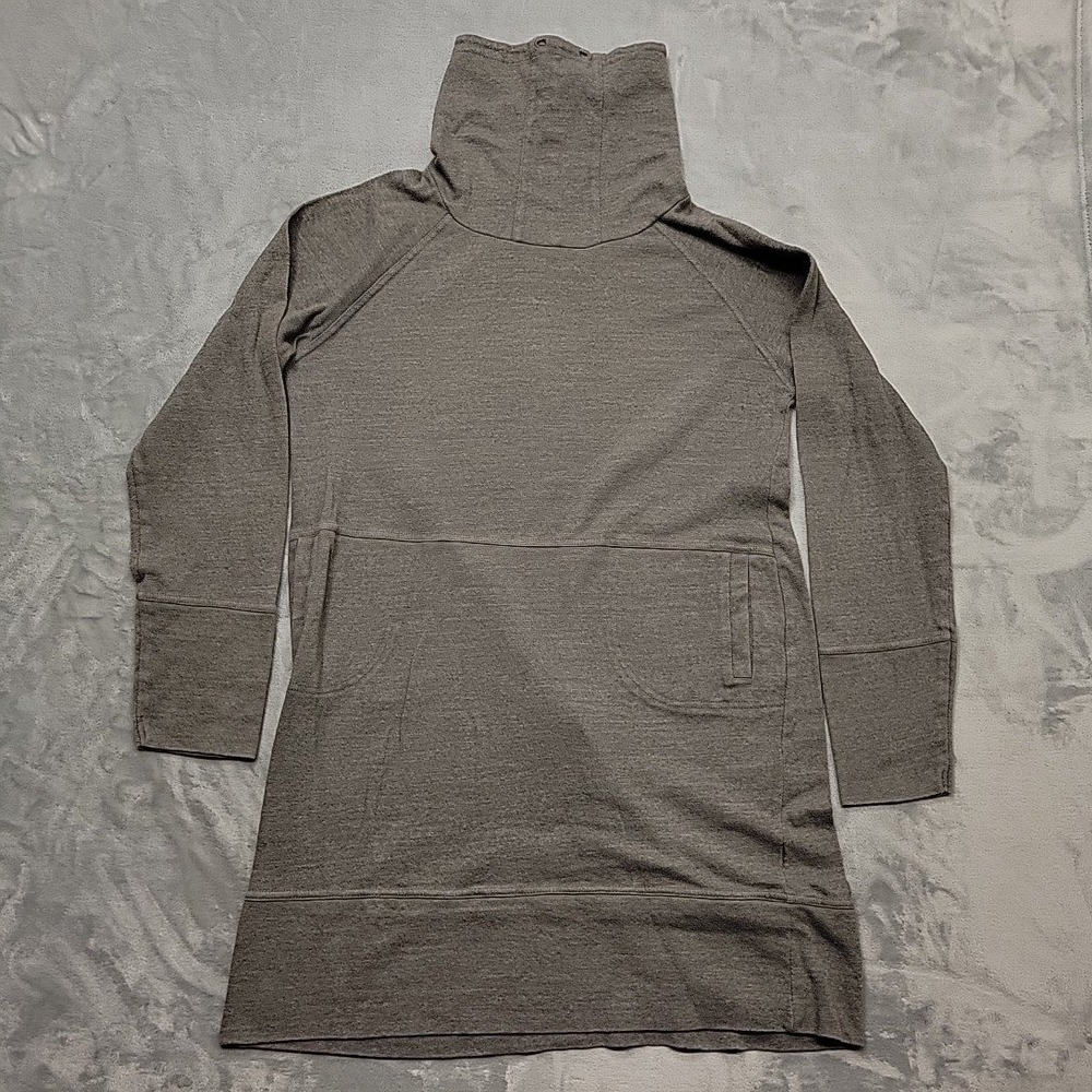 Prana Shirt Womens XL Gray Funnel Neck Long Sleeve Tunic Pullover Activewear